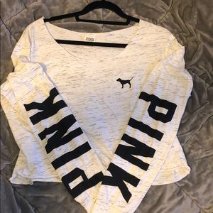 PINK long sleeve crop top